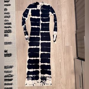 YFB Maxi Dress with Slit and Ruched Sleeved Tie Dye